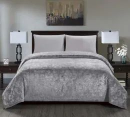 6 Wholesale Versaille Collection Embossed Blanket King Size In Grey