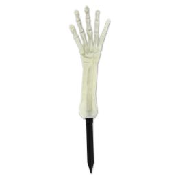 6 Wholesale NitE-Glo Skeleton Hand Yard Stake AlL-Weather NitE-Glo Plastic; Ground Stake Included; Assembly Required