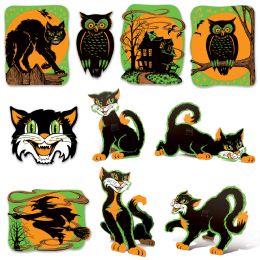 12 Wholesale Vintage Halloween Fluorescent Cutouts
