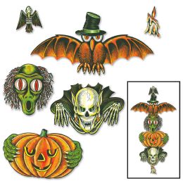 12 Pieces of Vintage Halloween Totem Pole Cutouts