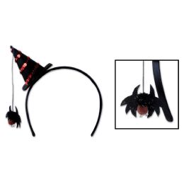 12 Wholesale Spider Witch Hat Headband Attached To SnaP-On Headband