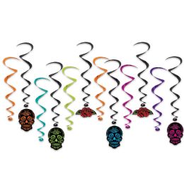 6 Pieces Day Of The Dead Whirls - Hanging Decorations & Cut Out
