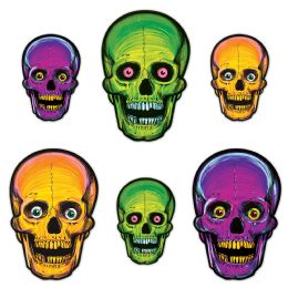 180 Wholesale Vintage Halloween NitE-Glo Skull Cutouts