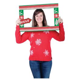 12 Pieces Ugly Sweater Photo Fun Frame 3 Hand Held Props Included - Photo Prop Accessories & Door Cover