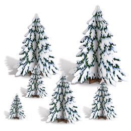 12 Wholesale 3-D Winter Pine Tree Centerpieces Assembly Required