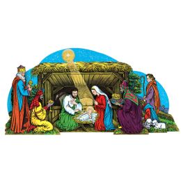 12 Pieces Vntg Xmas Gltrd Nativity SceneTable Dec - Party Center Pieces