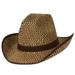60 Pieces 2-Tone Western Hat W/brown Trim & Band One Size Fits Most - Sun Hats