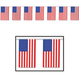 12 Wholesale American Flag Pennant Banner AlL-Weather; 30 Flags/string