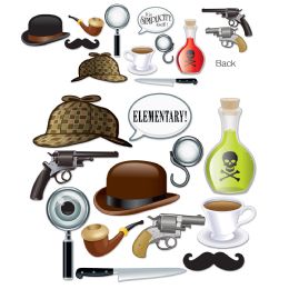 12 Pieces Sherlock Holmes Photo Fun Signs Prtd 2 Sides W/different Designs - Photo Prop Accessories & Door Cover