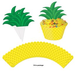 12 Pieces Pineapple Cupcake Wrappers - Party Novelties
