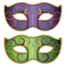 12 Pieces Jumbo Mardi Gras Mask Cutouts - Hanging Decorations & Cut Out