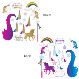 12 Pieces Unicorn Glittered Photo Fun Signs Prtd 2 Sides/gltrd 1 Side - Photo Prop Accessories & Door Cover