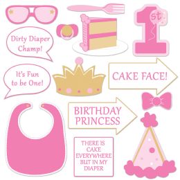 12 Pieces 1st Birthday Photo Fun Signs Prtd 2 Sides W/different Designs - Photo Prop Accessories & Door Cover
