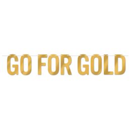 12 Pieces Foil Go For Gold Streamer - Party Banners