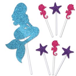 12 Pieces Mermaid Cake Topper - Party Accessory Sets
