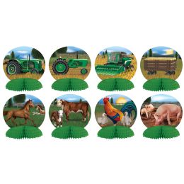 12 Wholesale Farm Mini Centerpieces Different Color Front & Back On Tractor Designs