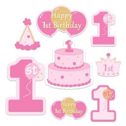 12 Wholesale 1st Birthday Cutouts Prtd 2 Sides W/different Colors