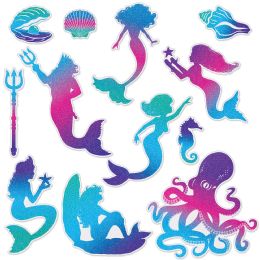 12 Pieces Mermaid Cutouts - Hanging Decorations & Cut Out