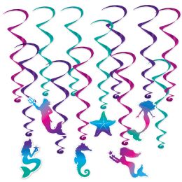6 Pieces Mermaid Whirls - Hanging Decorations & Cut Out
