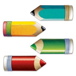 12 Wholesale Jumbo Pencil Cutouts Prtd 2 Sides W/different Designs