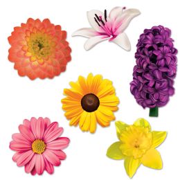 12 Wholesale Flower Cutouts Prtd 2 Sides W/different Colors