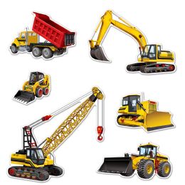 12 Pieces Construction Equipment Cutouts - Streamers & Confetti