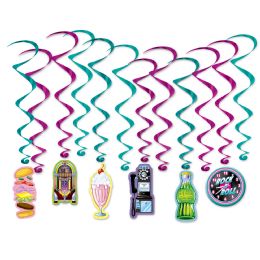 6 Pieces Soda Shop Whirls - Hanging Decorations & Cut Out
