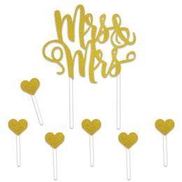 12 Pieces Mrs & Mrs Cake Topper - Party Accessory Sets