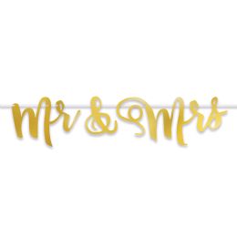 12 Pieces Foil Mr & Mrs Streamer - Party Banners