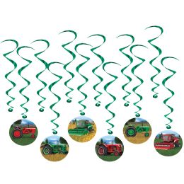 6 Pieces Tractor Whirls - Hanging Decorations & Cut Out