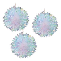 6 Pieces Iridescent Fluff Balls - Hanging Decorations & Cut Out