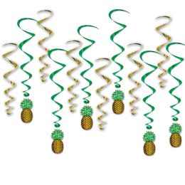 6 Pieces Pineapple Whirls - Hanging Decorations & Cut Out
