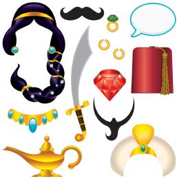 12 Pieces Arabian Nights Photo Fun Signs Prtd 2 Sides W/different Designs - Photo Prop Accessories & Door Cover