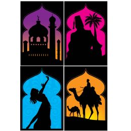 12 Pieces Arabian Nights Silhouettes Prtd 2 Sides - Hanging Decorations & Cut Out
