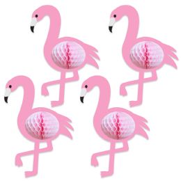 12 Pieces Tissue Flamingos - Hanging Decorations & Cut Out