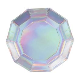 12 Pieces Iridescent Decagon Plates - Party Accessory Sets