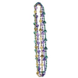 12 Pieces Mardi Gras Crown Beads Asstd Gold, Green, Purple - Party Necklaces & Bracelets