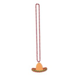 12 Pieces Beads w/Sombrero Medallion - Party Necklaces & Bracelets