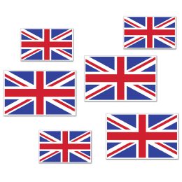 12 Pieces British Flag Cutouts - Hanging Decorations & Cut Out