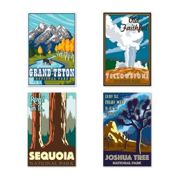12 Pieces Travel America Nat'l Park Poster Cos Prtd 2 Sides W/different Designs - Hanging Decorations & Cut Out