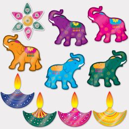 12 Pieces Foil Diwali Cutouts - Hanging Decorations & Cut Out