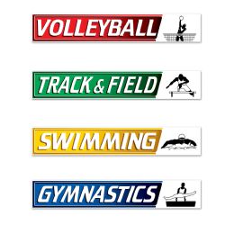12 Pieces Summer Sports Street Sign Cutouts - Hanging Decorations & Cut Out