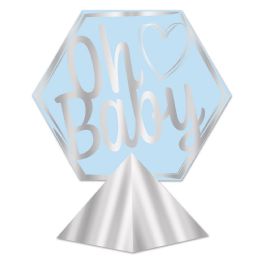 12 Wholesale 3-D Foil Oh Baby Centerpiece Lt Blue & Silver; Assembly Required