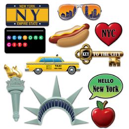 12 Pieces New York City Photo Fun Signs Prtd 2 Sides W/different Designs - Photo Prop Accessories & Door Cover