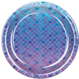 12 Pieces Mermaid Scales Plates Not Microwave Safe - Party Accessory Sets