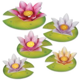 12 Pieces Water Lily Paper Flowers - Hanging Decorations & Cut Out