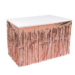 6 Wholesale Pkgd 1-Ply Metallic Table Skirting Rose Gold