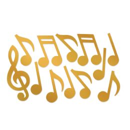 12 Pieces Gold Foil Musical Notes Silhouettes Foil 2 Sides - Hanging Decorations & Cut Out