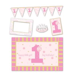 6 Wholesale 1st Birthday High Chair Decorating Kit Pink