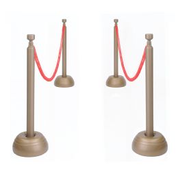 Red Rope Stanchion Set 3-Ropes, 4-34  Posts, 4-10  Refillable Bases - Party Novelties